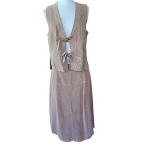 1960s/1970s Tan,‎ Suede Vest & Skirt